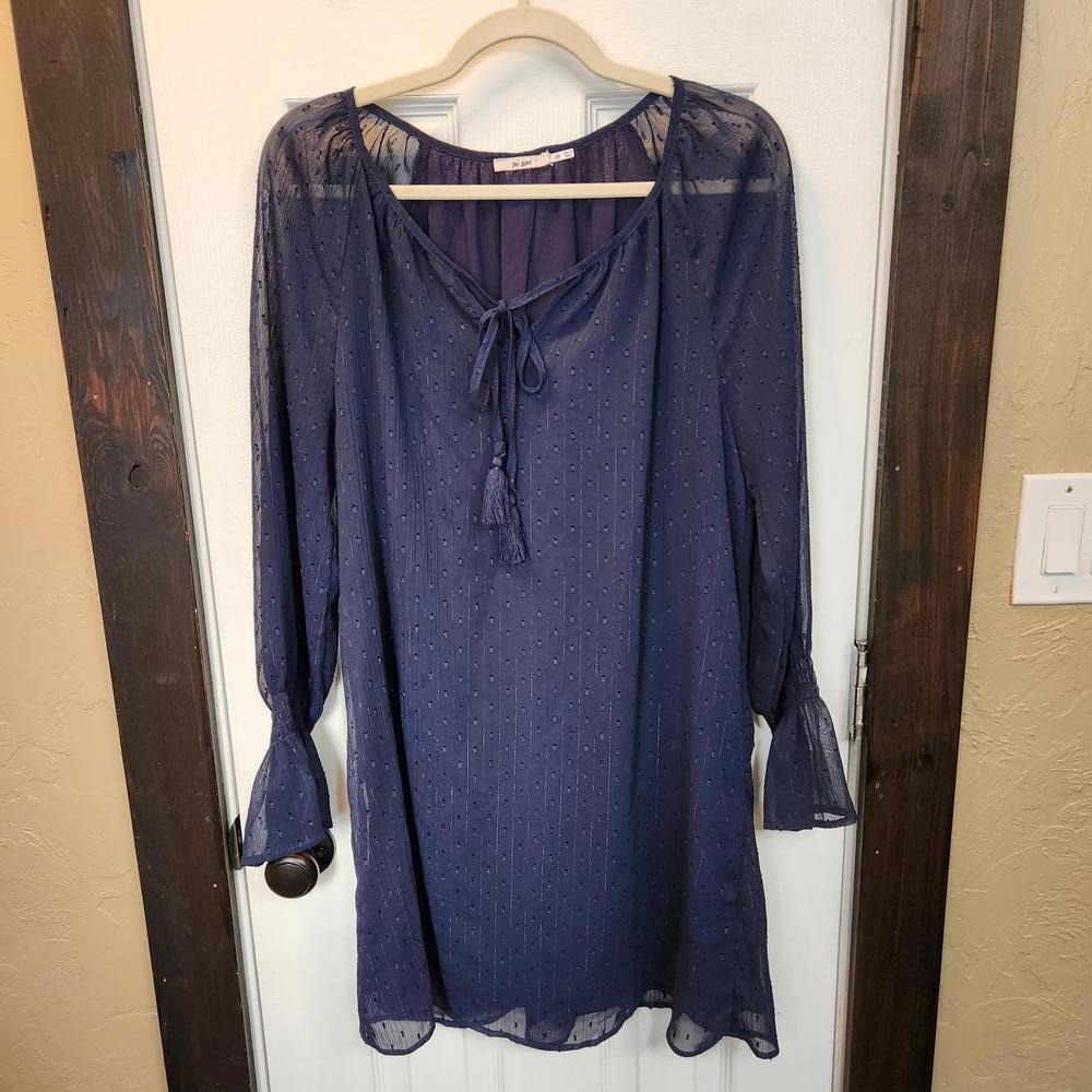 Mi Ami Women's Navy Blue Chiffon Tunic Dress- Size Medium